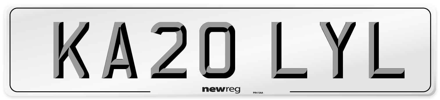 KA20 LYL Number Plate from New Reg